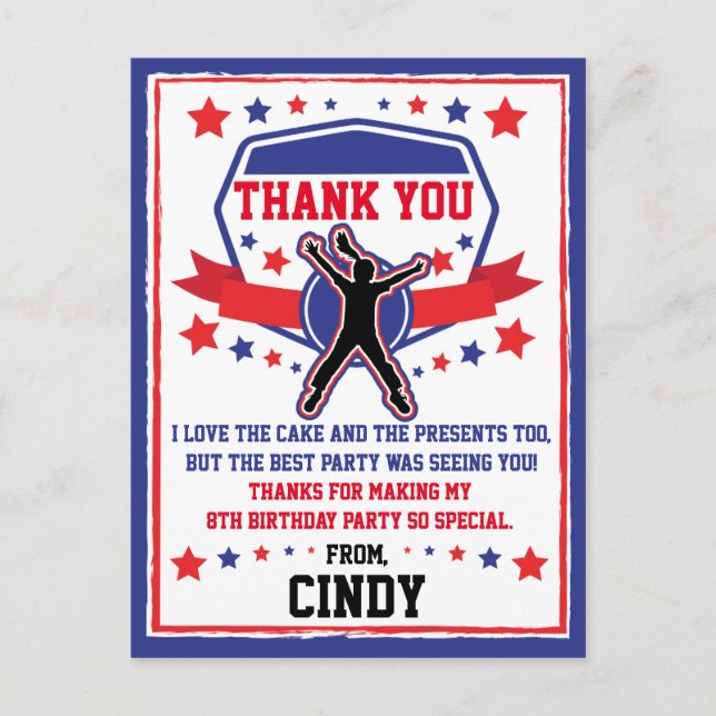 Ninja Warrior Girls Thank you Postcard (Front)