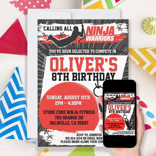 Ninja Warrior Karate Kid Birthday Party Invitation (Creator Uploaded)