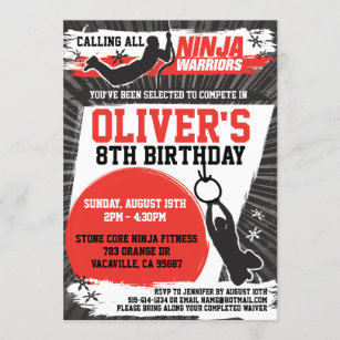 Personalised Ninja Warrior Birthday Invitations Photo Camo invites 