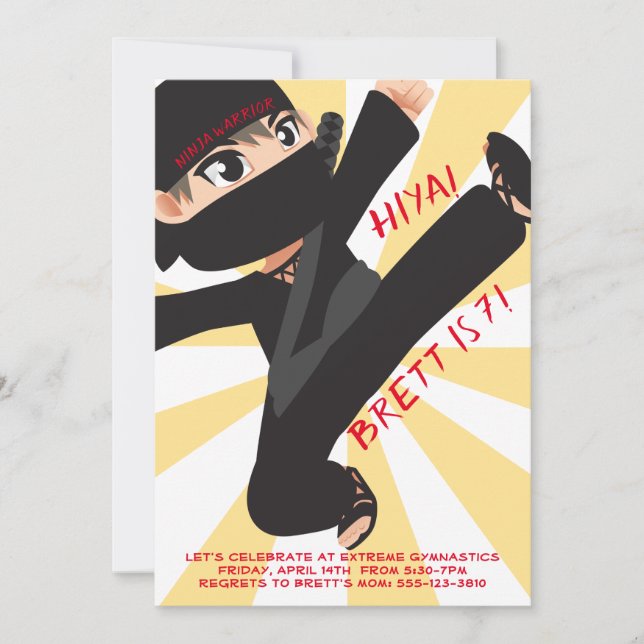 Ninja Warrior Karate Martial Arts Invitation (Front)