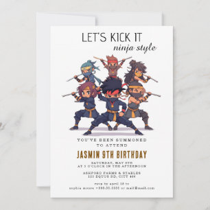 Ninja Warrior Kids Birthday Party Invitation