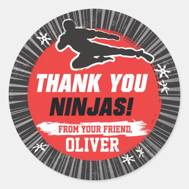 Ninja Warrior Martial Arts Birthday Thank you Classic Round Sticker (Front)