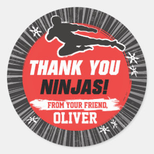 Ninja Warrior Martial Arts Birthday Thank you Classic Round Sticker
