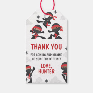 Ninja Warrior Martial Arts Karate Birthday Favor Gift Tags