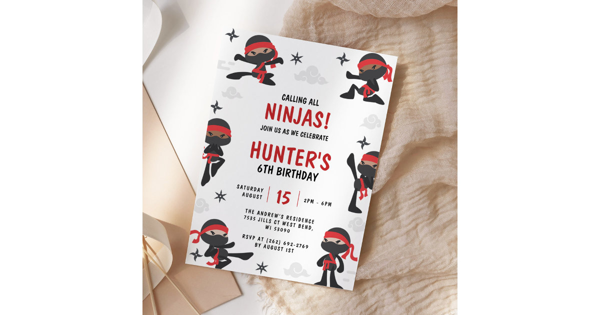 Ninja Warrior Martial Arts Karate Birthday Party Invitation Zazzle