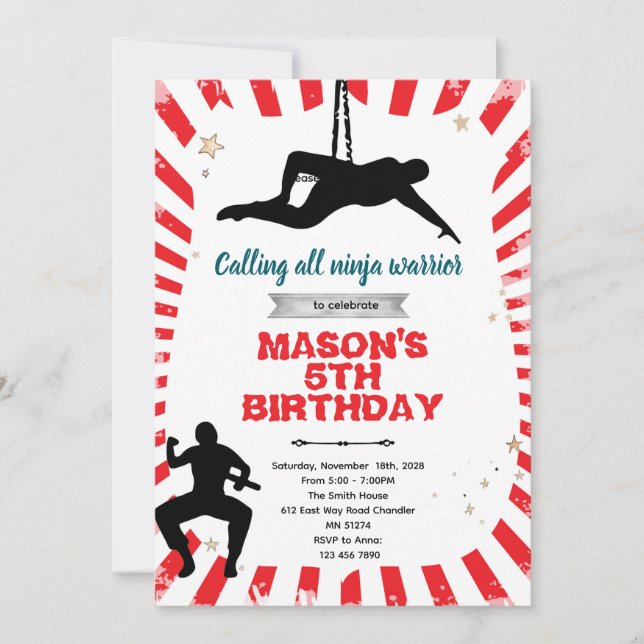 Ninja warrior party Invitation (Front)