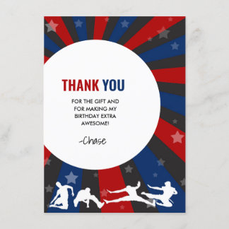 Ninja Warrior Themed Birthday Party Thank You Card