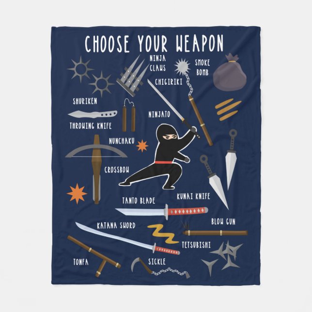 Ninja Weapons Fleece Blanket (Front)
