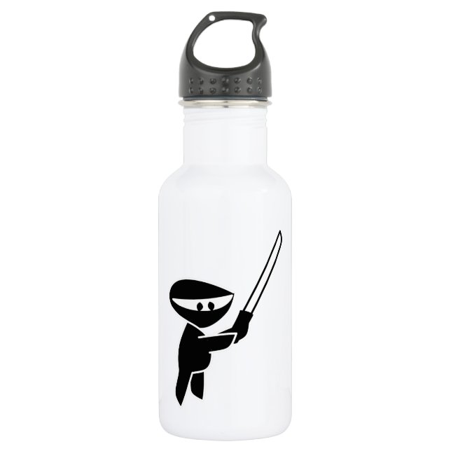Ninja Wielding a Katana Sword Water Bottle (Front)