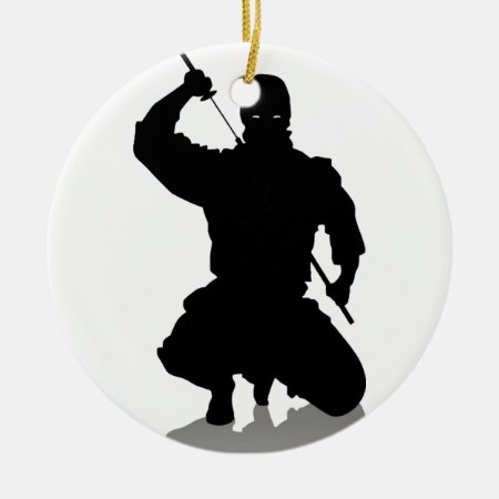 Ninja With Sword Ceramic Ornament