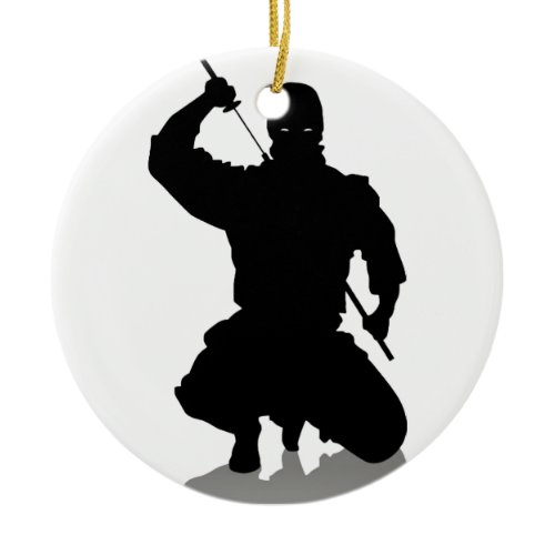 Ninja with Sword Ceramic Ornament