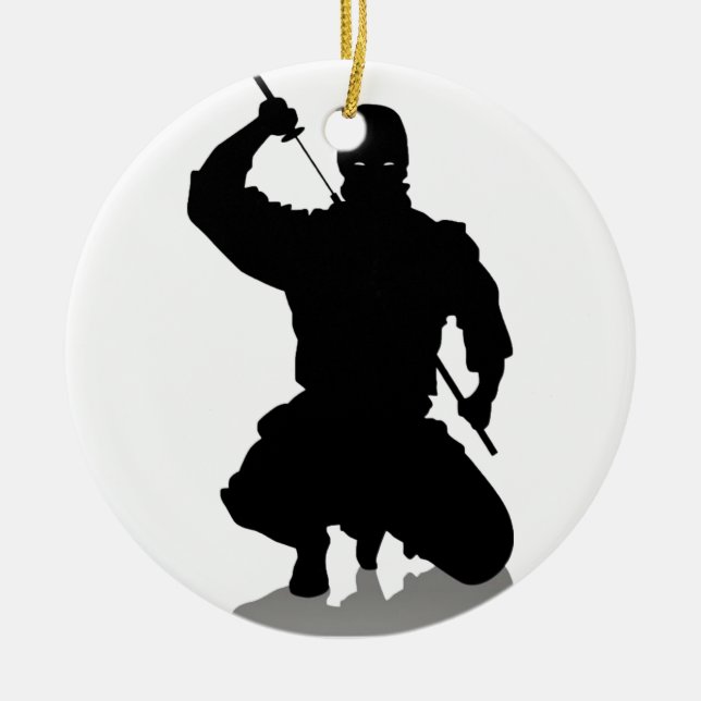 Ninja with Sword Ceramic Ornament (Front)