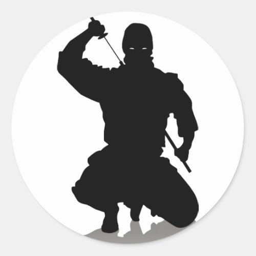 Ninja with Sword Classic Round Sticker