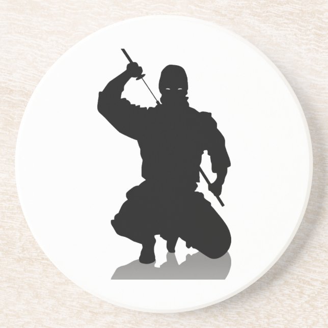 Ninja with Sword Sandstone Coaster (Front)