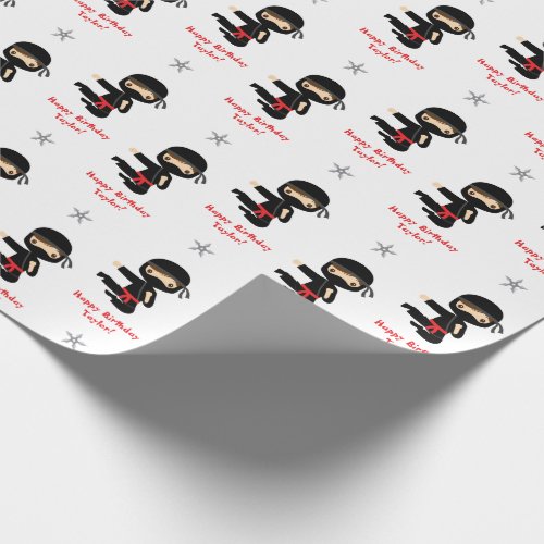 Ninja Wrapping Paper Boy Personalized Red Black