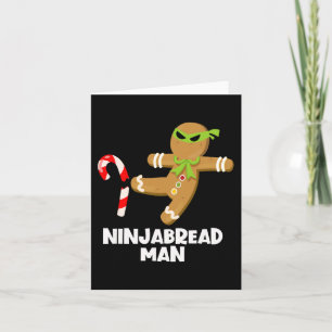 Ninjabread man fun ginja kicking candy cane christ card