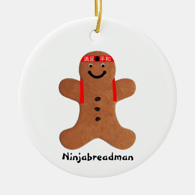 Ninjabreadman biscuit (cookie) ceramic ornament (Front)