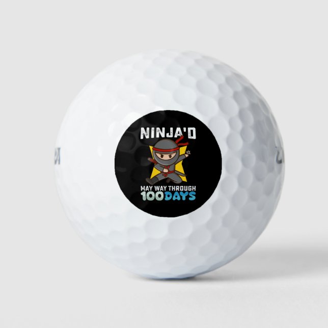 Ninja'd May Way Through 100 Days of School Golf Balls (Front)