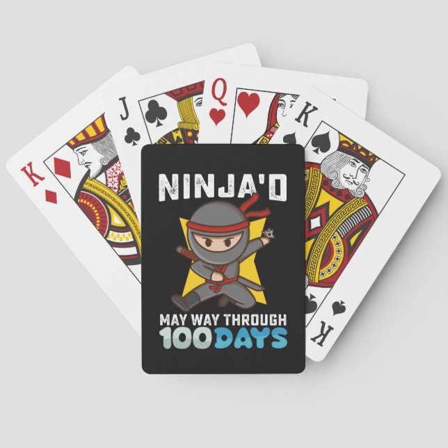 Ninja'd May Way Through 100 Days of School Poker Cards (Back)
