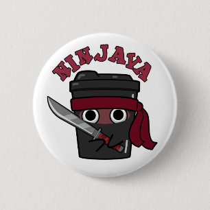 Ninjava Funny Ninja Java Coffee Pun Button