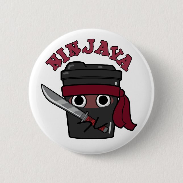 Ninjava Funny Ninja Java Coffee Pun  Button (Front)
