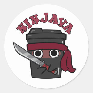 Ninjava Funny Ninja Java Coffee Pun Classic Round Sticker