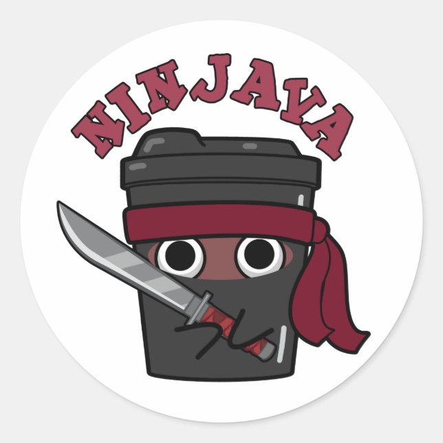 Ninjava Funny Ninja Java Coffee Pun  Classic Round Sticker (Front)