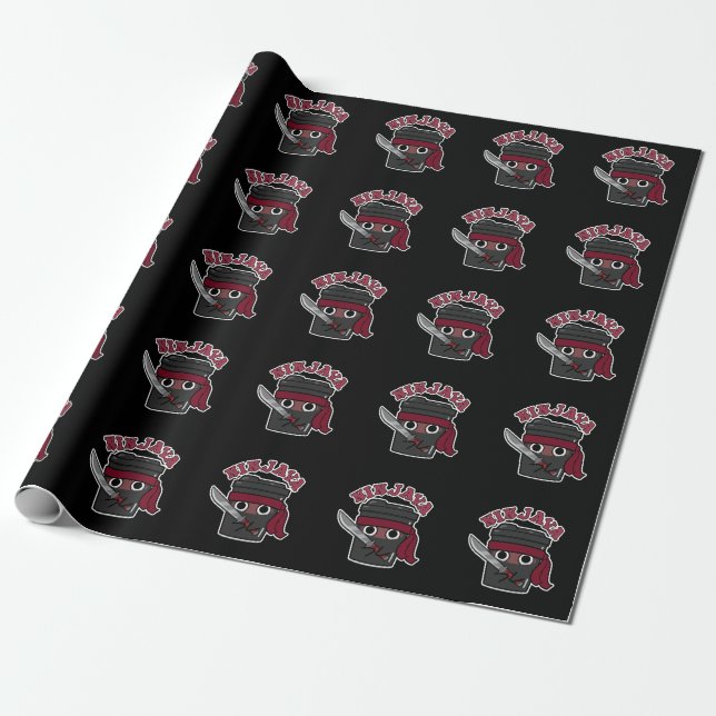 Ninjava Funny Ninja Java Coffee Pun Dark BG Wrapping Paper (Unrolled)