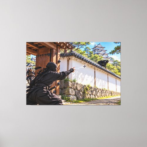 Ninjutsu – Japanese Ninja in a Castle Canvas Print