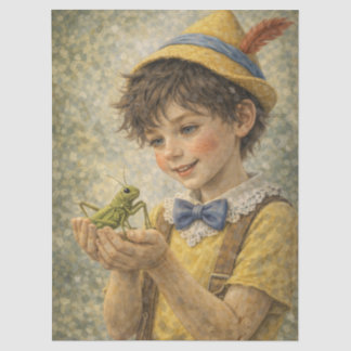 niño con saltamontes tissue paper