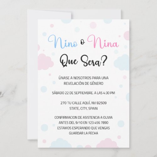 Nino o Nina Gender Reveal Invitation