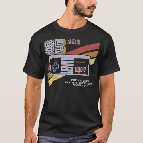Nintendo NES Controller Retro Stripe 85 Graphic T_ T_Shirt