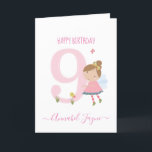 Ninth birthday fairy cute pink personalized card<br><div class="desc">An adorable 9th birthday card with the cutest little fairies that you can personalise. The birthday fairy collection is perfect for little girls who adore magical creatures. You can choose between two types of card. You can choose either silky gloss paper or matte paper. Matte, is a classic, all-around paper...</div>