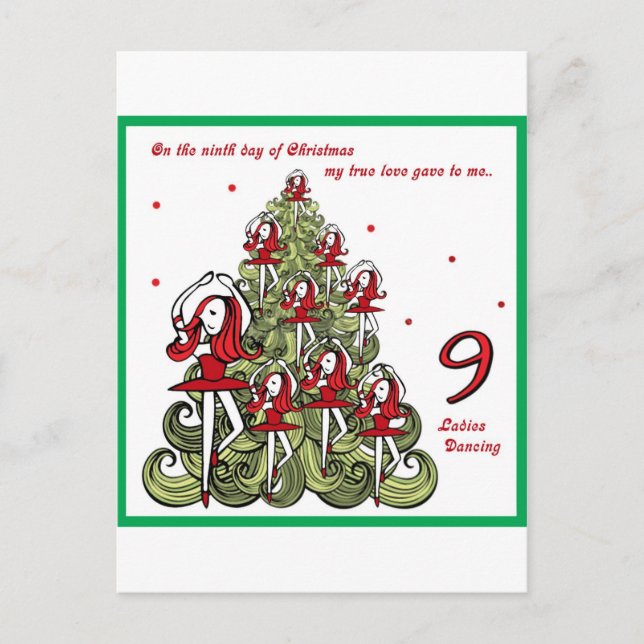 Ninth Day of Christmas Holiday Postcard (Front)