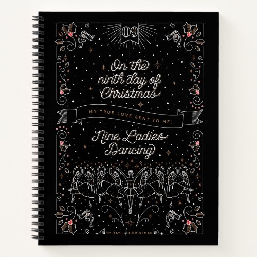 Ninth Day of Christmas Sketchbook Blank Notebook