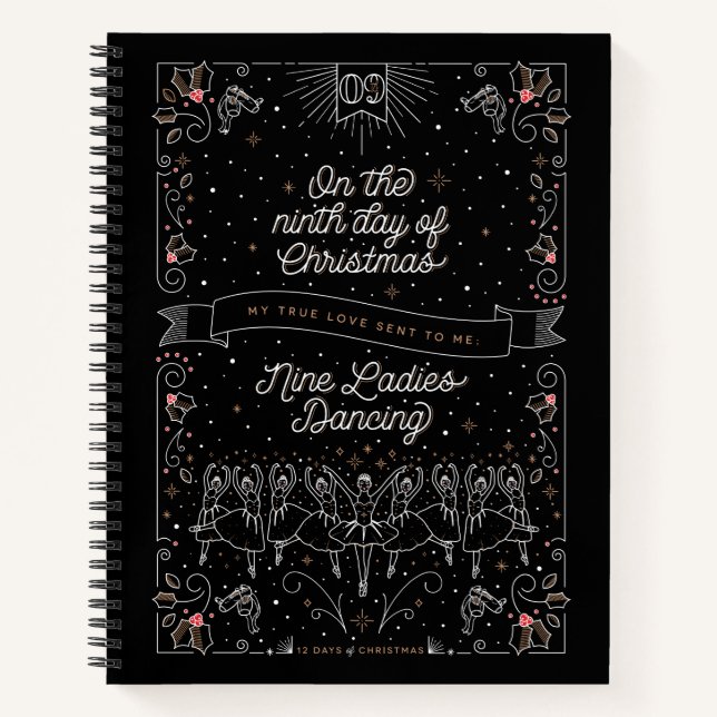 Ninth Day of Christmas Sketchbook Blank Notebook (Front)