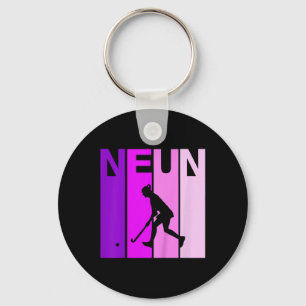 Ninunter 9 Birthday Field Hockey Game Hockey Girl Keychain