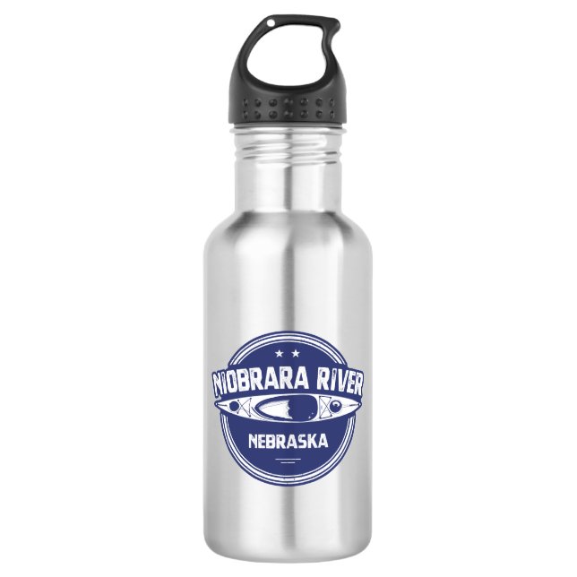 Niobrara River Nebraska Kayaking Stainless Steel Water Bottle (Front)