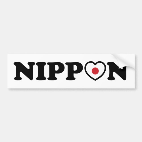 Nippon Love Heart Flag Bumper Sticker