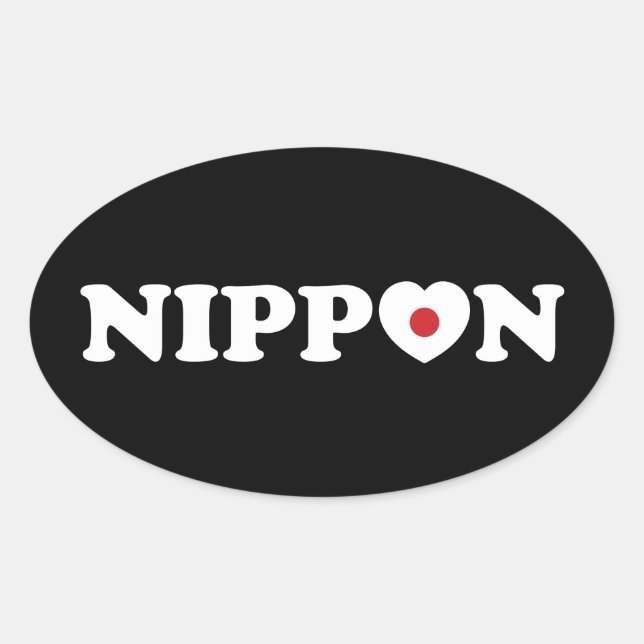 Nippon Love Heart Flag Oval Sticker (Front)