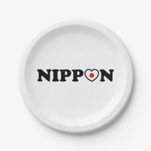 Nippon Love Heart Flag Paper Plates