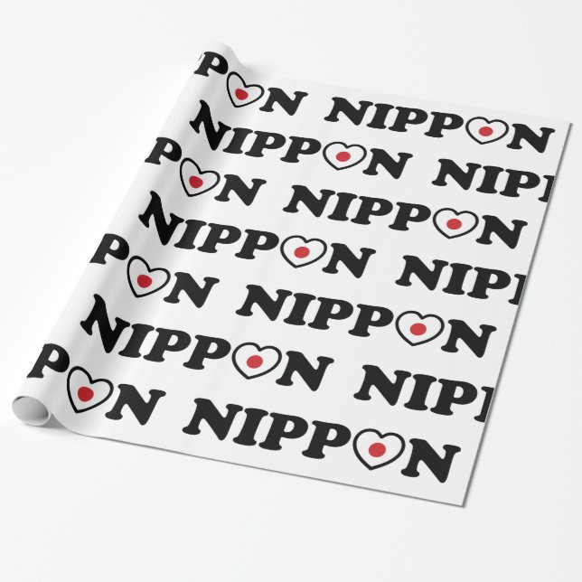 Nippon Love Heart Flag Wrapping Paper (Unrolled)