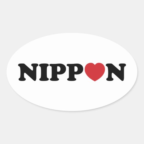 Nippon Love Heart Oval Sticker