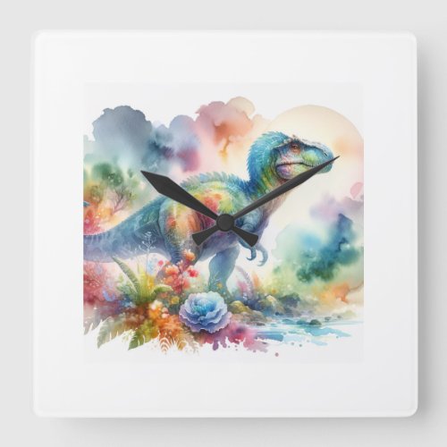 Nipponosaurus in Watercolors AREF762 _ Watercolor Square Wall Clock