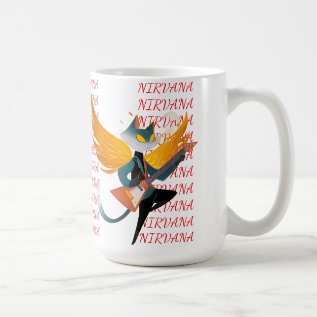 Nirvana Cat with Guitar & Wings – Ceramic Mug A st (Right)