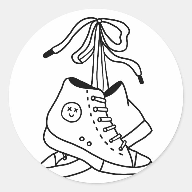 NIRVANA CONVERSE, CONVERSE, SNEAKERS, CUTE DESIGN CLASSIC ROUND STICKER (Front)
