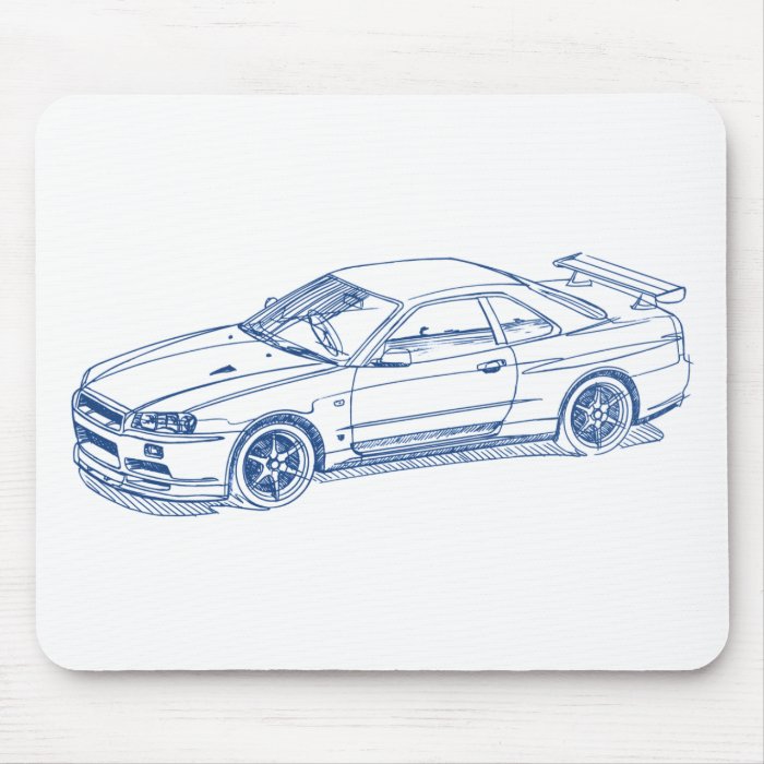 Nis Skyline GTR R34 2000 sketch Mouse Pad