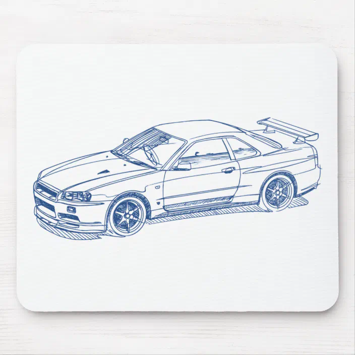 Nis Skyline Gtr R34 00 Sketch Mouse Pad Zazzle Com