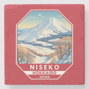 Niseko Hokkaido Japan Winter Travel Art Vintage Stone Coaster