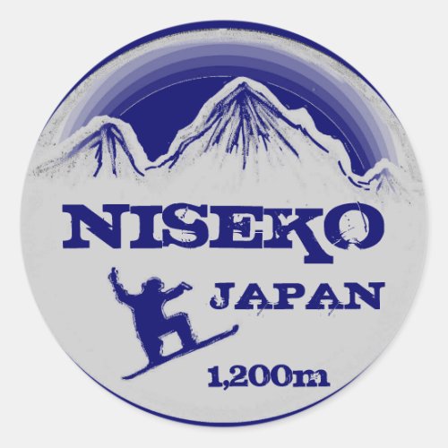 Niseko Japan blue snowboard art souvenir stickers